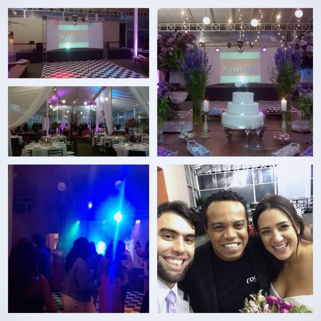 Registros de casamento com estrutura, pista e noivos